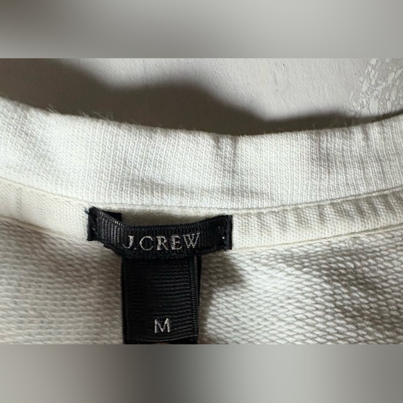 J. Crew White Short Sleeve Tee with Coral and Aqua Geometric Front - Picture 5 of 5